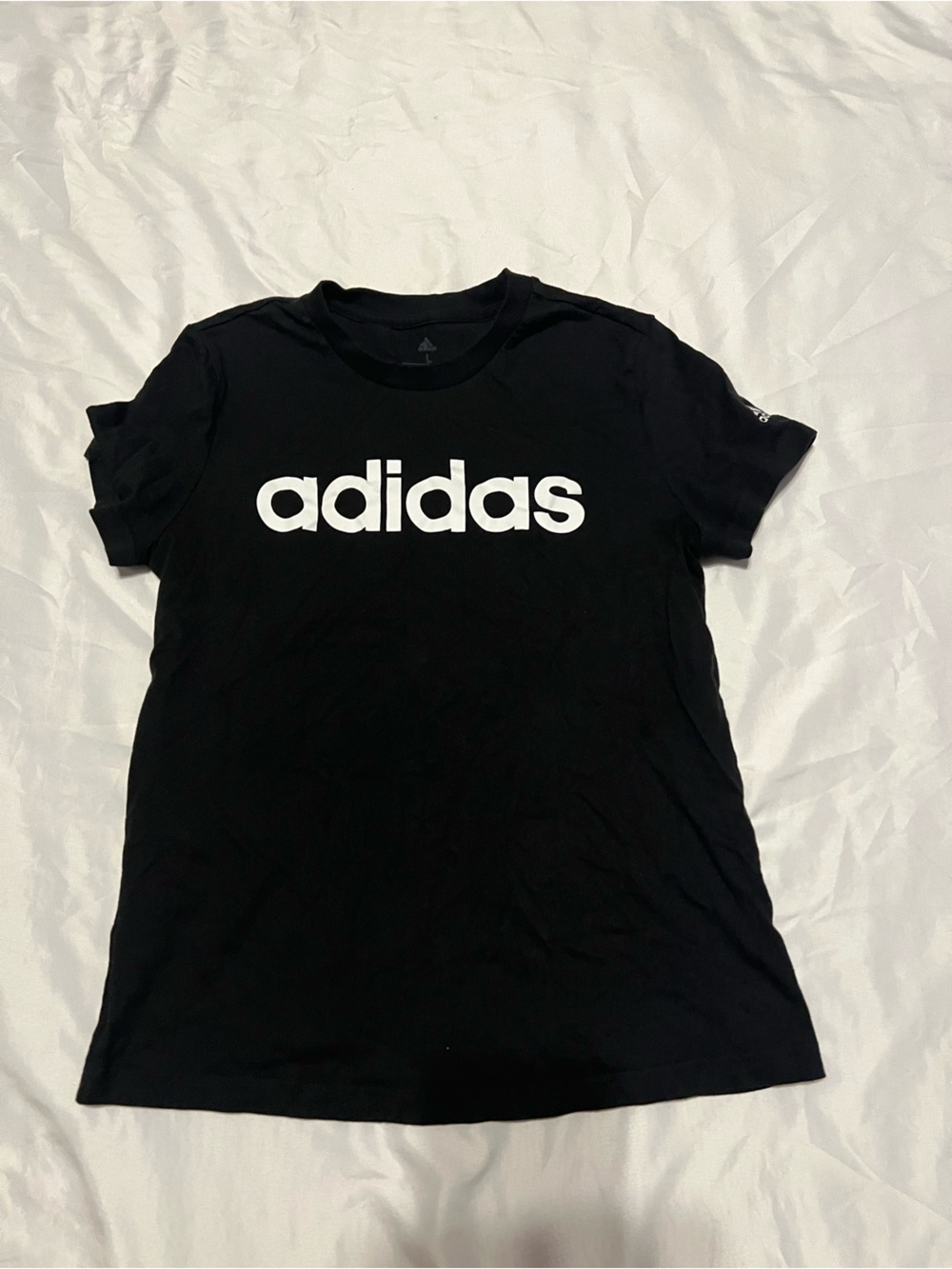 adidas Black Tee with White Trefoil Logo